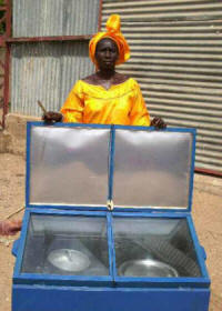 Large, sturdy solar box cookers manufactured by local craftsman are being distributed in Mkh