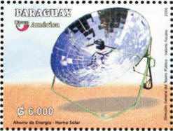 The Paraguay postage stamp features a parabolic-type solar cooker